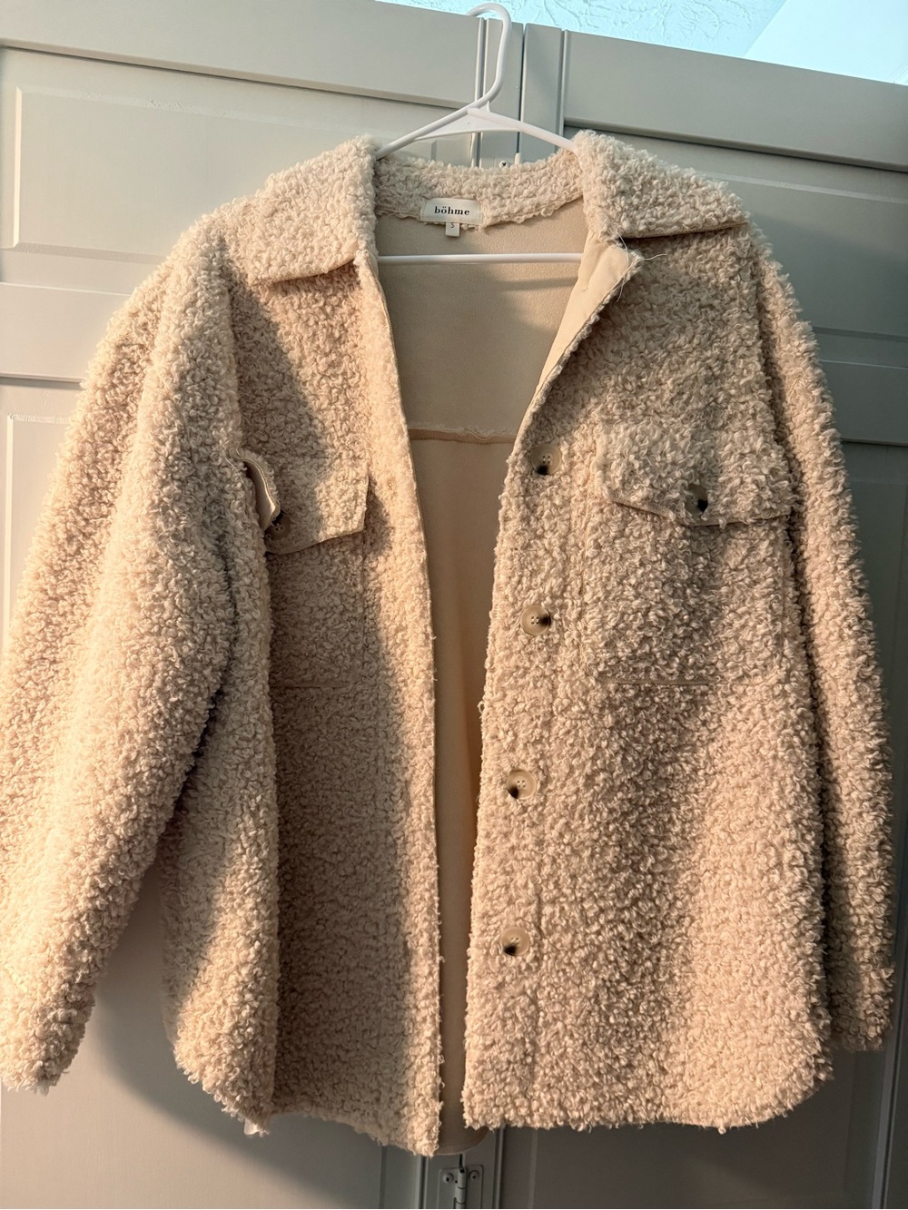 White/Cream Sherpa Shacket Jacket